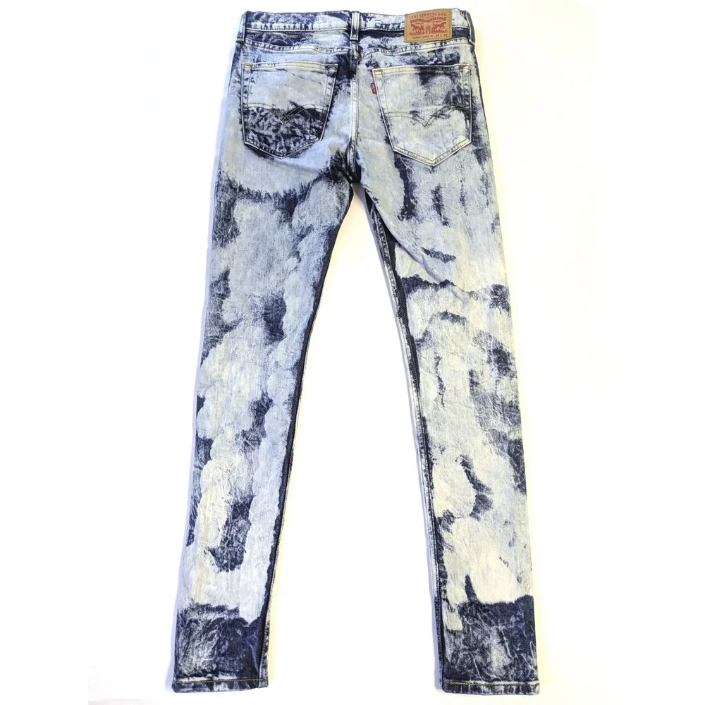 Levis Skinny Taper Acid Wash Jeans Blue White 34x34 Streetwear 84558-0098